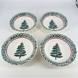 FURIO Christmas Tree Soup Bowls 8” Set of 4 Made in Italy